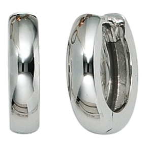 11,9mm Creolen Ohrringe aus 585 Gold Weißgold schlicht Klappmechanik