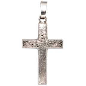 Anhänger Goldkreuz Kreuz eismatt gehämmert 375 Gold Weißgold Anhänger Goldkreuz Kreuz eismatt gehämmert 375 Gold Weißgold