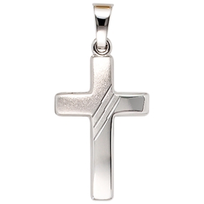 Anhänger Goldkreuz Kreuz mit Streifen 333 Gold Weißgold teilmattiert Anhänger Goldkreuz Kreuz mit Streifen 333 Gold Weißgold teilmattiert