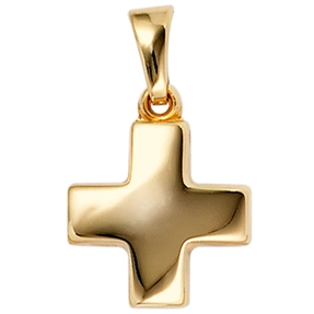 Anhänger Goldkreuz Kreuz aus 333 Gold Gelbgold glatt glänzend