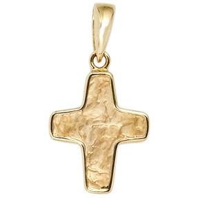 Anhänger Goldkreuz Kreuz teilgehämmert 585 Gold Gelbgold Halsschmuck