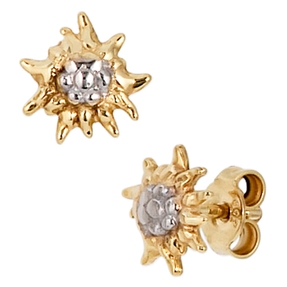 Ohrstecker Ohrringe Ohrschmuck Edelweiß 333 Gold Gelbgold teilrhodiniert Ohrstecker Ohrringe Ohrschmuck Edelweiß 333 Gold Gelbgold teilrhodiniert