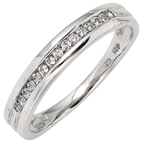 Ring Damenring mit 15 Diamanten Brillanten weiß 585 Gold Weißgold