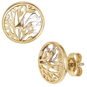 Ohrstecker Ohrschmuck Blumen Diamanten Brillanten 585 Gold gelb/weiß Ohrstecker Ohrschmuck Blumen Diamanten Brillanten 585 Gold gelb/weiß