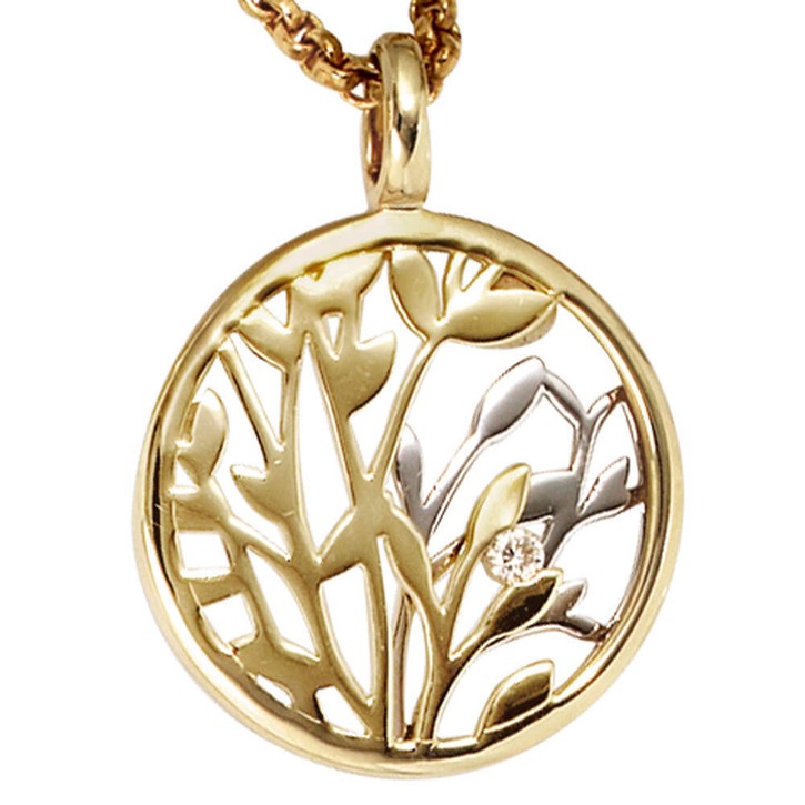 Anhänger Blumen mit Brillant 585 Gold bicolor