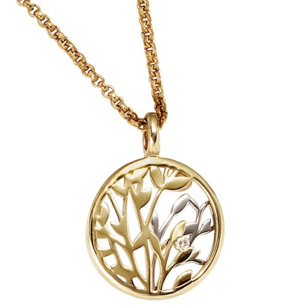 Anhänger Blumen mit Brillant 585 Gold bicolor