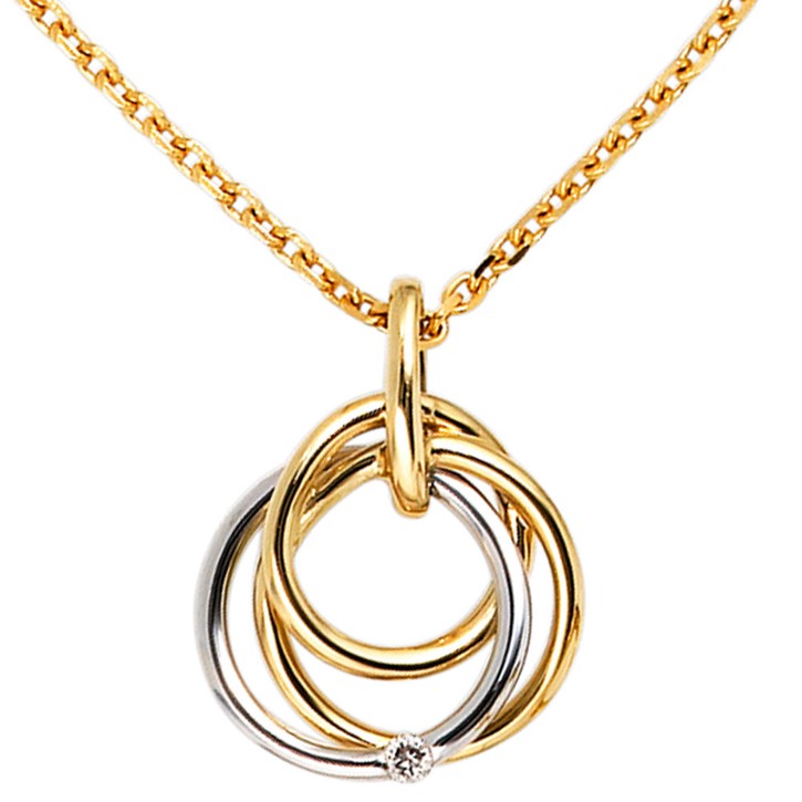 Anhänger 3 Ringe mit Brillant 585 Gold bicolor