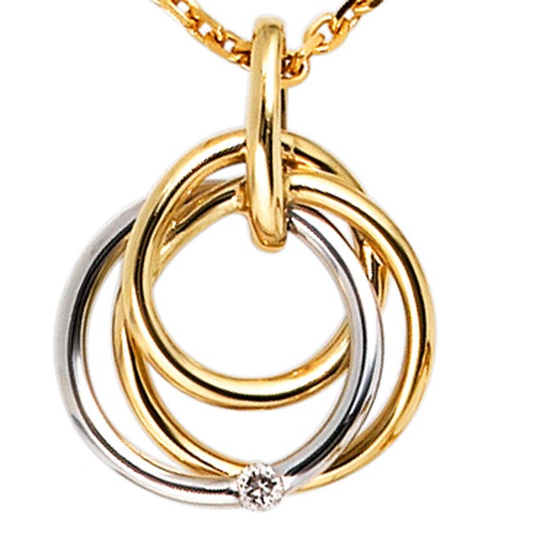 Anhänger 3 Ringe mit Brillant 585 Gold bicolor