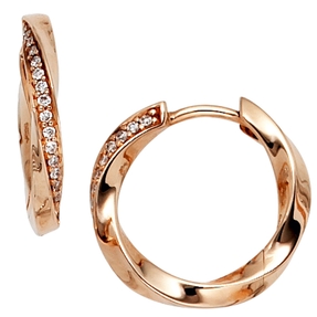 16,5mm Creolen Ohrringe mit 30 Diamanten Brillanten 585 Gold Rotgold