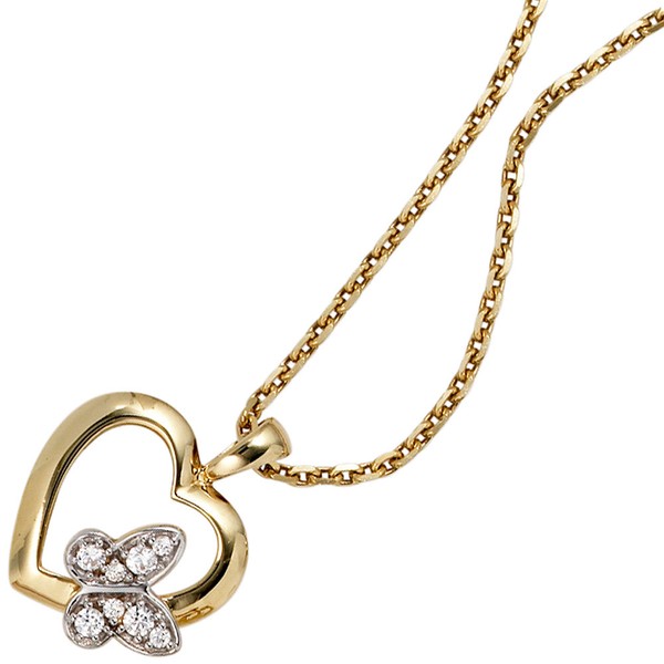Anhänger Herz mit Schmetterling Zirkonia 333 Gold