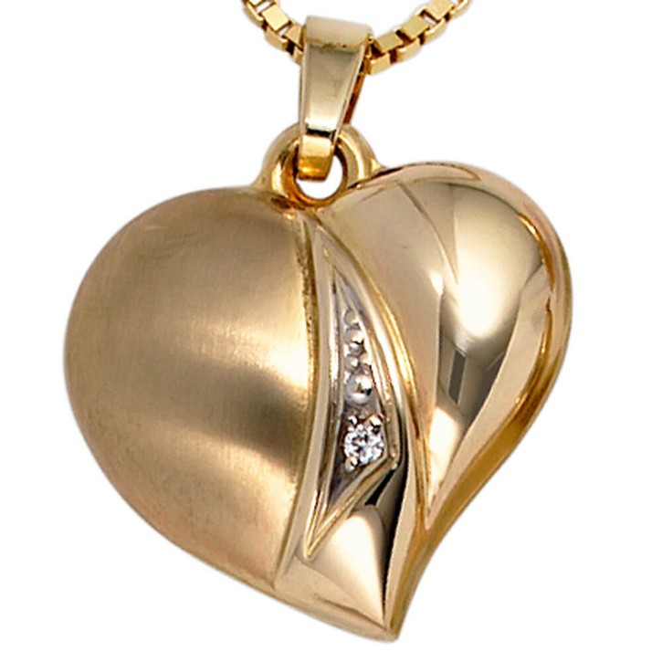 Anhänger Herz mit Zirkonia 333 Gold
