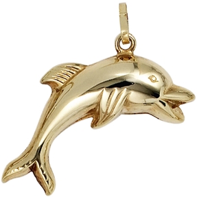 Anhänger springender Delfin Delphin 333 Gold Gelbgold Halsschmuck