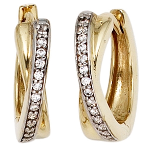 15,3mm Creolen Klappcreole Ohrringe Zirkonia Ringe 333 Gold Gelbgold 15,3mm Creolen Klappcreole Ohrringe Zirkonia Ringe 333 Gold Gelbgold