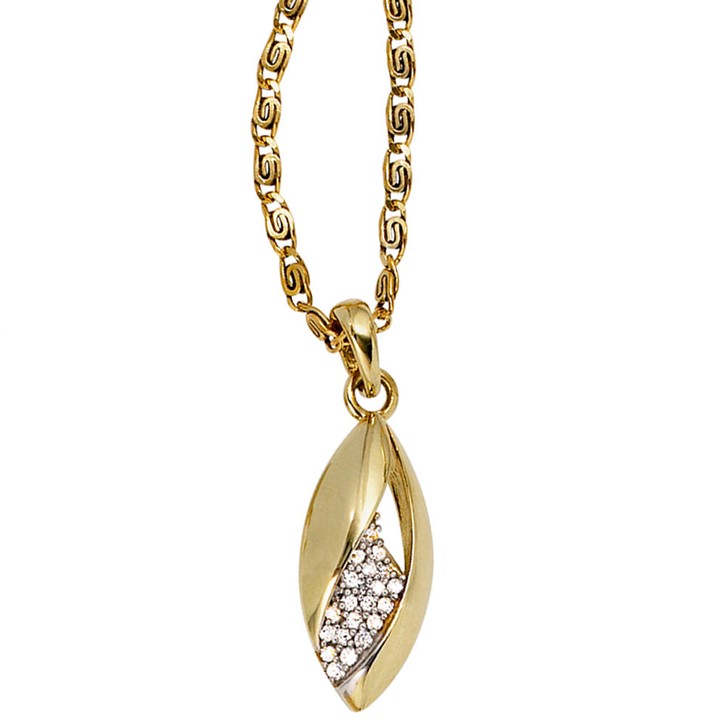 Anhänger Zirkonia spitzoval 333 Gelbgold