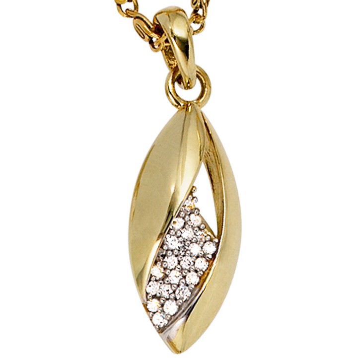 Anhänger Zirkonia spitzoval 333 Gelbgold