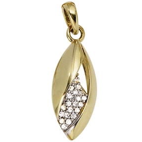 Anhänger Zirkonia spitzoval 333 Gold Gelbgold Goldanhänger Halsschmuck