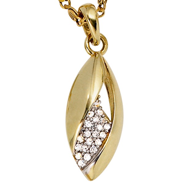 Anhänger Zirkonia spitzoval 333 Gelbgold