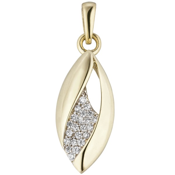 Anhänger Zirkonia spitzoval 333 Gelbgold