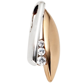 Anhänger mit 3 Zirkonia 375 Gold Rotgold Weißgold Halsschmuck Damen