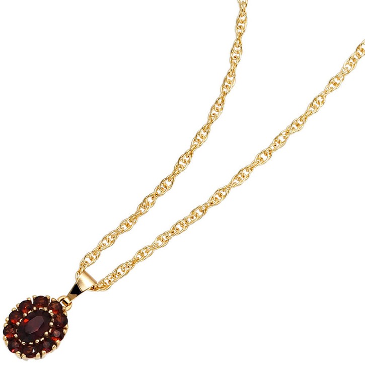 Anhänger mit Granat dunkelrot oval 375 Gold