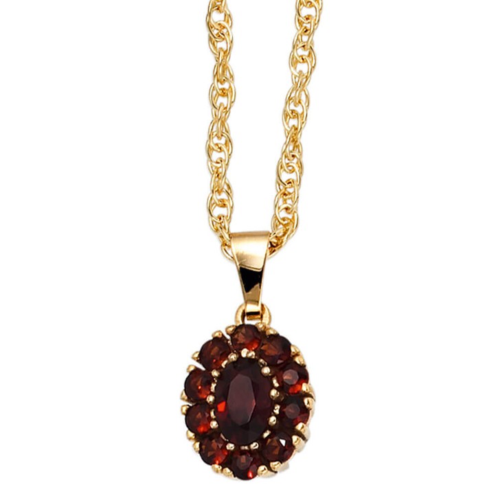 Anhänger mit Granat dunkelrot oval 375 Gold
