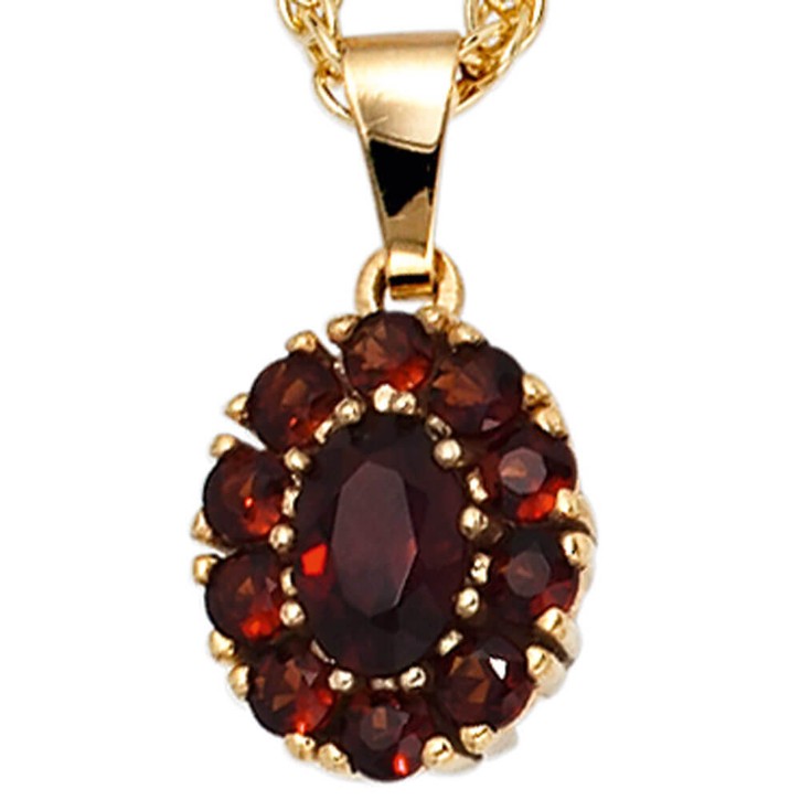 Anhänger mit Granat dunkelrot oval 375 Gold
