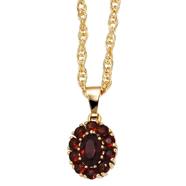 Anhänger mit Granat dunkelrot oval 375 Gold