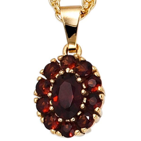 Anhänger mit Granat dunkelrot oval 375 Gold