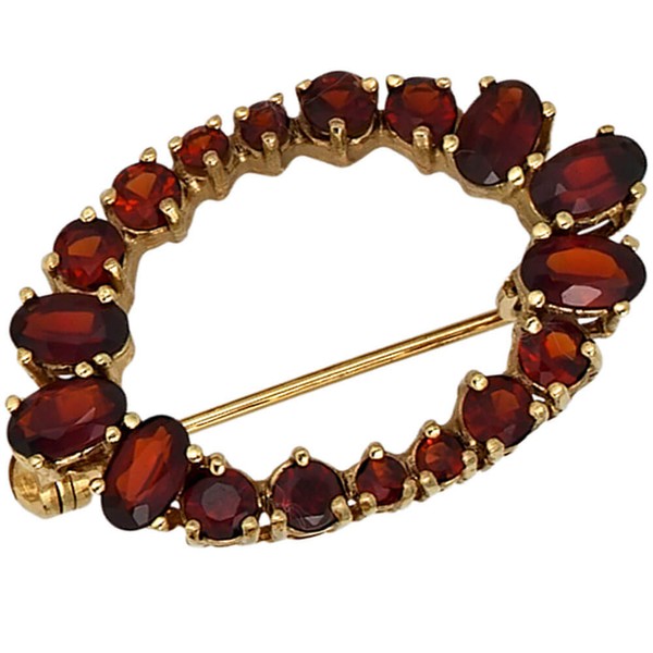 Brosche mit Granat rot 375 Gold