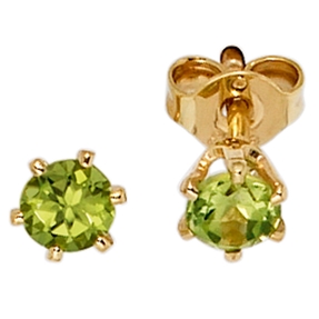 Paar Ohrstecker Stecker mit Peridot grün 4,6mm & 585 Gold Gelbgold