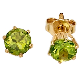 Paar Ohrstecker Stecker mit Peridot grün 5,4mm & 585 Gold Gelbgold