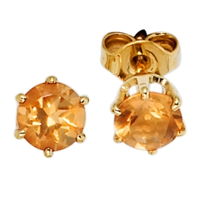 Ohrstecker Stecker mit Citrin gelb-orange 5,3mm & 585 Gold Gelbgold