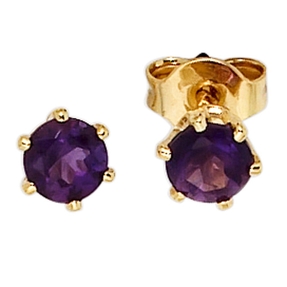 Paar Ohrstecker mit Amethyst lila violett 4,7mm & 585 Gold Gelbgold klein & fein Paar Ohrstecker mit Amethyst lila violett 4,7mm & 585 Gold Gelbgold klein & fein
