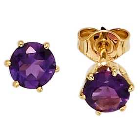 Ohrstecker Stecker mit Amethyst lila violett 5,3mm & 585 Gold Gelbgold Ohrstecker Stecker mit Amethyst lila violett 5,3mm & 585 Gold Gelbgold