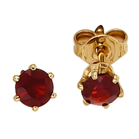 Ohrstecker Stecker mit Granat rot dunkelrot 4,5mm & 585 Gold Gelbgold Ohrstecker Stecker mit Granat rot dunkelrot 4,5mm & 585 Gold Gelbgold
