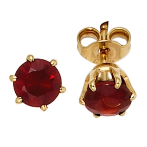 Ohrstecker Stecker mit Granat rot dunkelrot 5,4mm & 585 Gold Gelbgold Ohrstecker Stecker mit Granat rot dunkelrot 5,4mm & 585 Gold Gelbgold