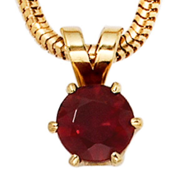 Anhänger Granat dunkelrot und 585 Gelbgold