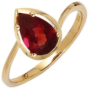 Ring Damenring mit Granat dunkelrot 585 Gold Gelbgold Fingerschmuck