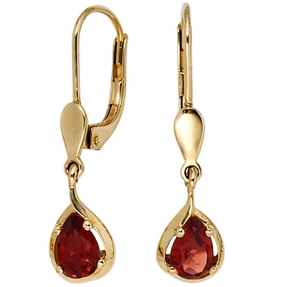 Ohrringe Ohrhänger mit Granat dunkelrot 585 Gold Gelbgold Ohrschmuck Ohrringe Ohrhänger mit Granat dunkelrot 585 Gold Gelbgold Ohrschmuck