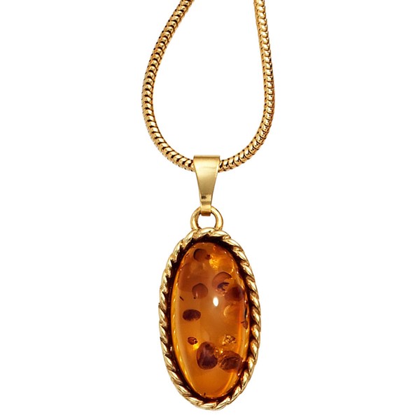 Anhänger Bernstein oval 375 Gelbgold