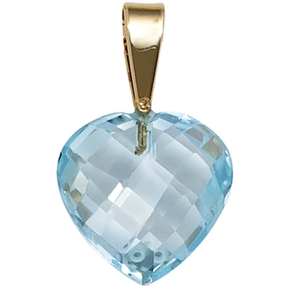 Anhänger Herzanhänger Herz aus Blautopas hellblau 585 Gold Gelbgold