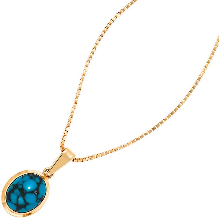 Anhänger mit Türkis oval 585 Gelbgold