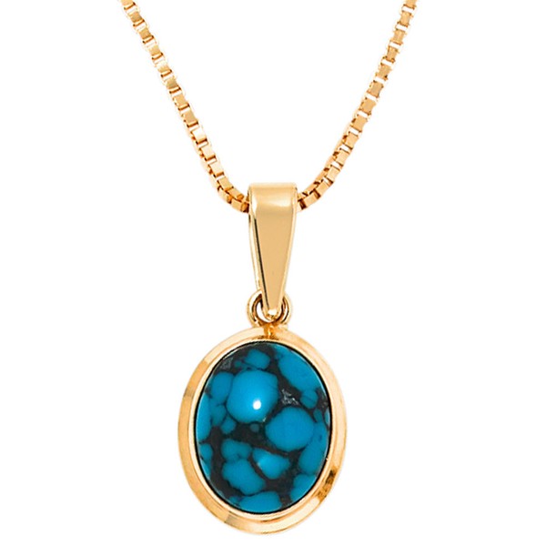 Anhänger mit Türkis oval 585 Gelbgold