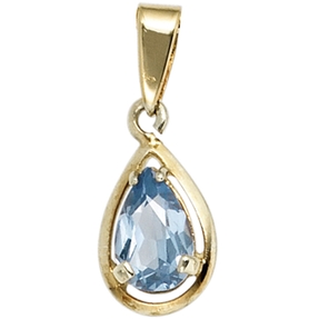 Anhänger mit Spinell hellblau Tropfen 333 Gold Gelbgold Halsschmuck Anhänger mit Spinell hellblau Tropfen 333 Gold Gelbgold Halsschmuck