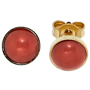 Ohrstecker Stecker Korallen rot-orange 6,8mm rund 333 Gold Gelbgold