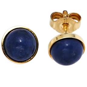 Ohrstecker Stecker mit Lapislazuli blau 6,8mm rund 333 Gold Gelbgold Ohrstecker Stecker mit Lapislazuli blau 6,8mm rund 333 Gold Gelbgold