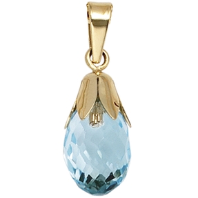 Anhänger mit Blautopas hellblau tropfenförmig & 333 Gold Gelbgold