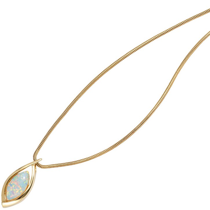 Anhänger mit Opal 375 Gelbgold spitzoval