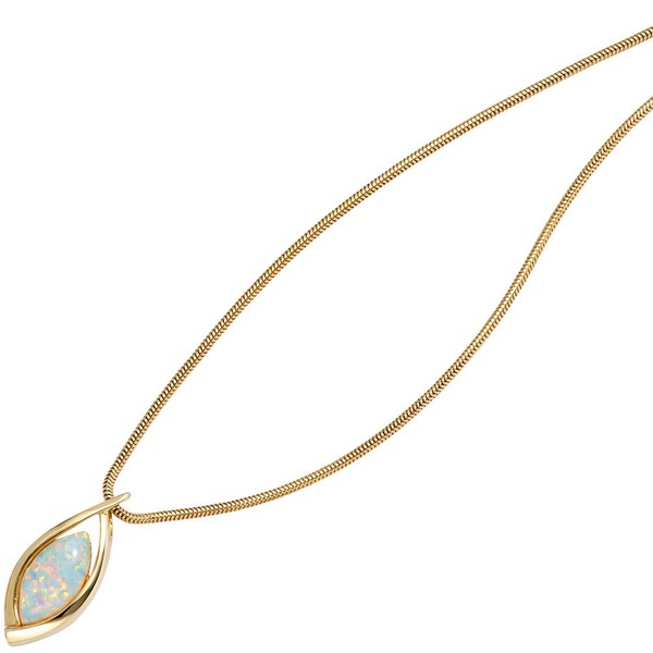 Anhänger mit Opal 375 Gelbgold spitzoval