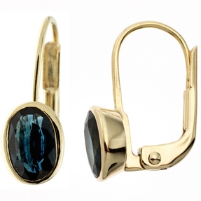 Ohrringe Ohrhänger Boutons Saphir blau oval 333 Gold Gelbgold schlicht Ohrringe Ohrhänger Boutons Saphir blau oval 333 Gold Gelbgold schlicht